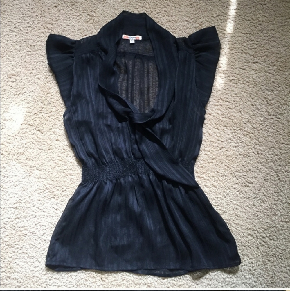 Black sheer striped blouse. Size small